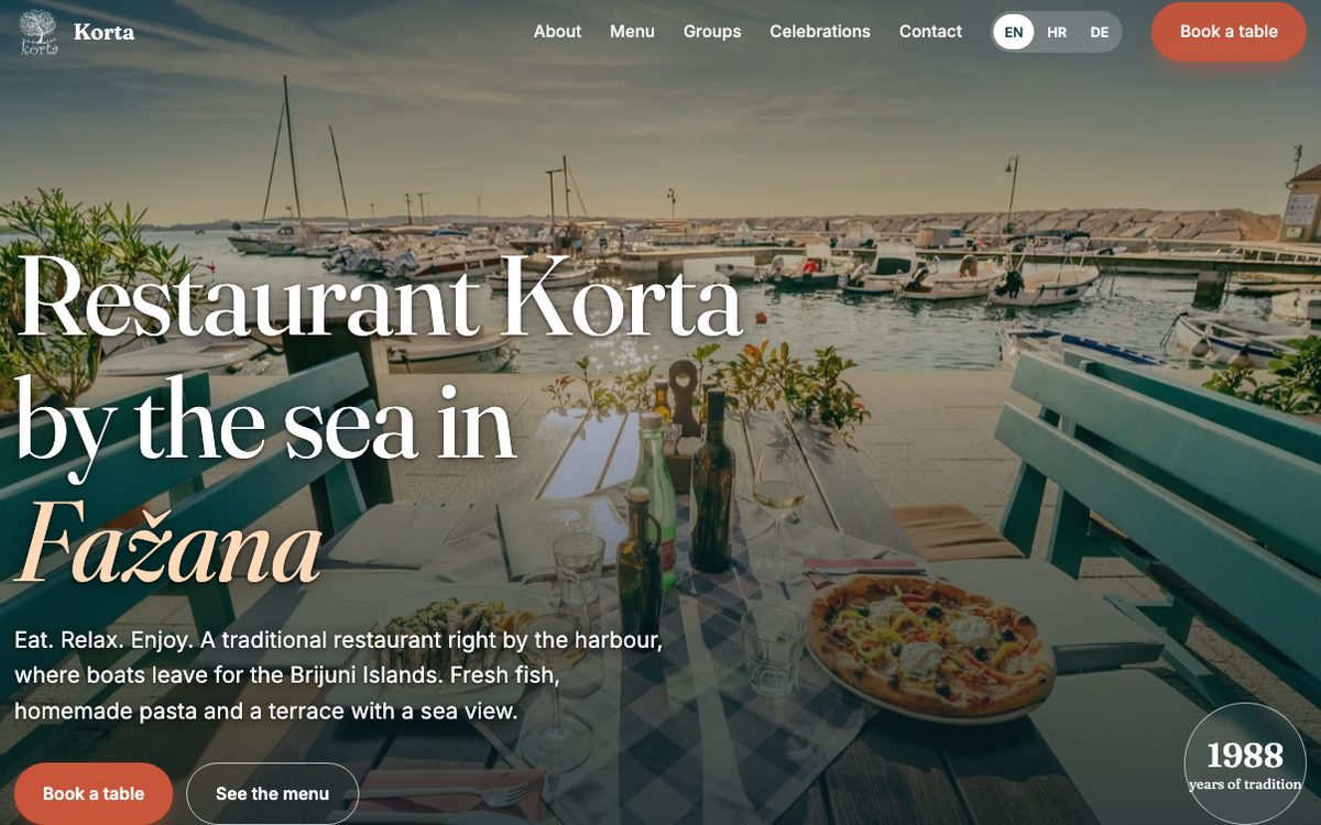 Web stranica restorana Korta